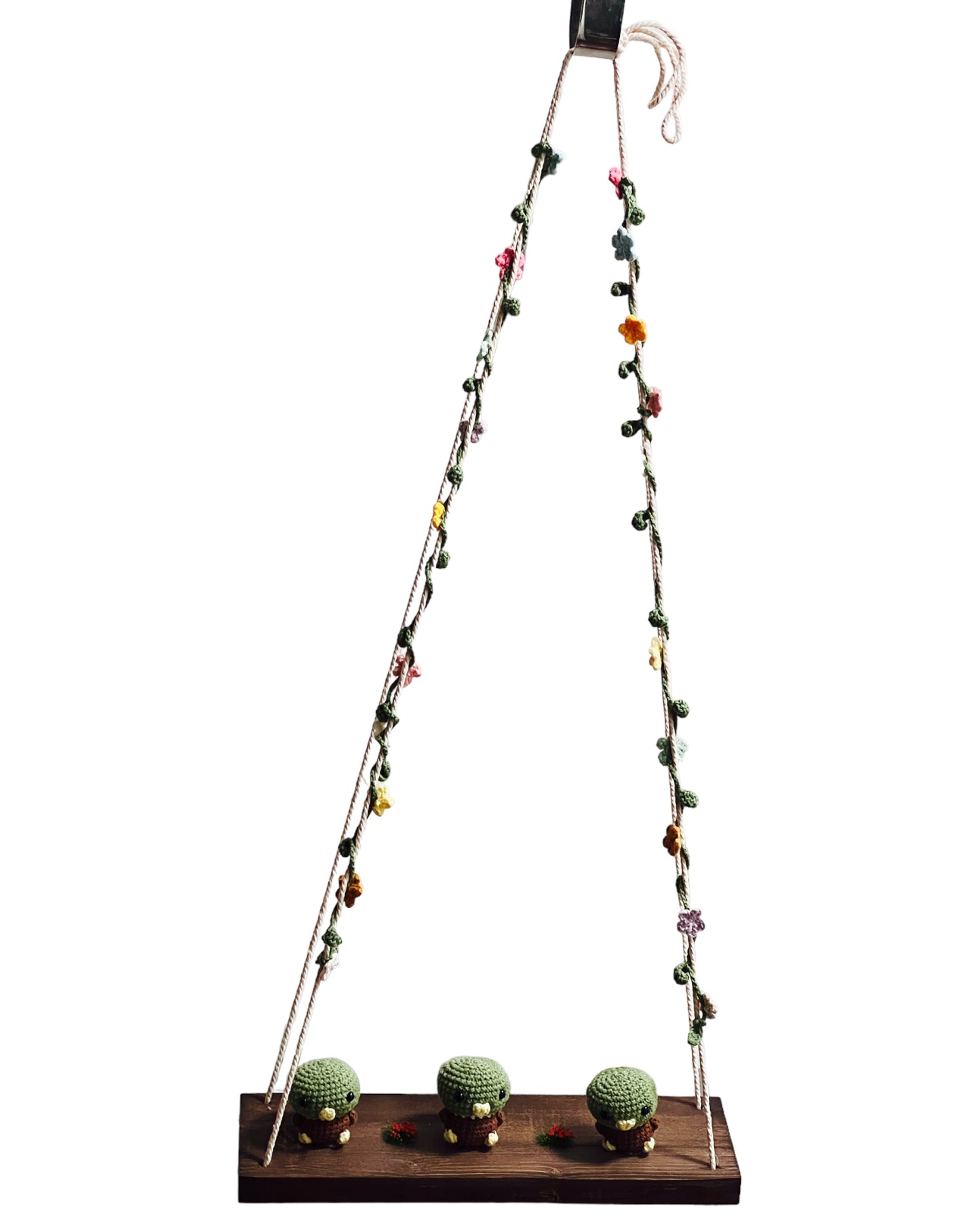 Mallard Ducks on a swing  Hanging Wall Shelf