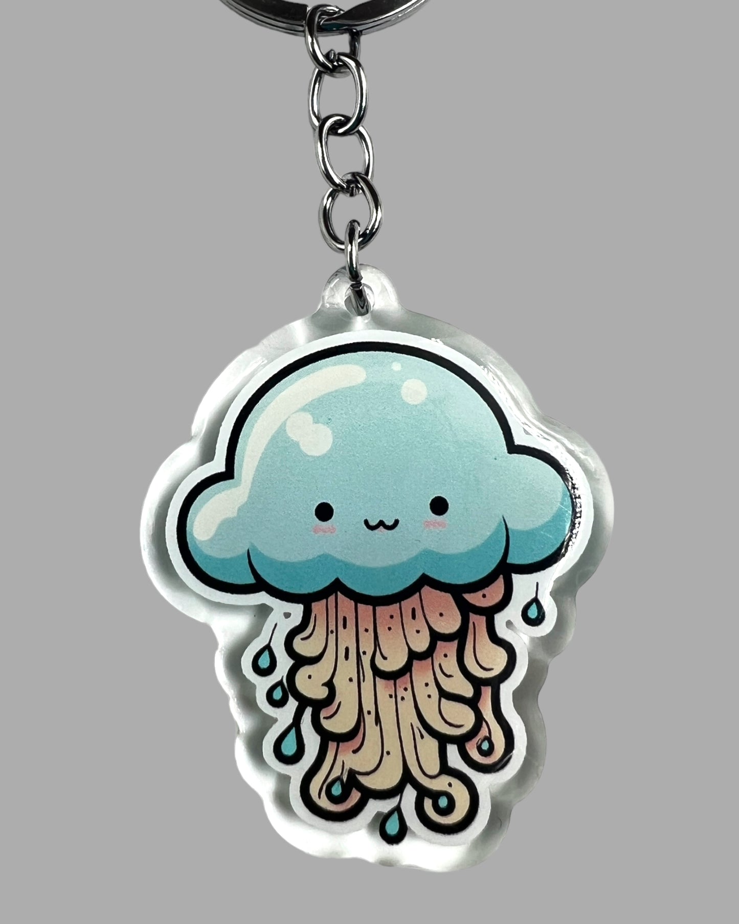 Jellyfish Acrylic Keychain, Wildlife Cute kawaii memorial ornament, pet portrait charm gift  backpack fob, dad car décor, first day of school gift