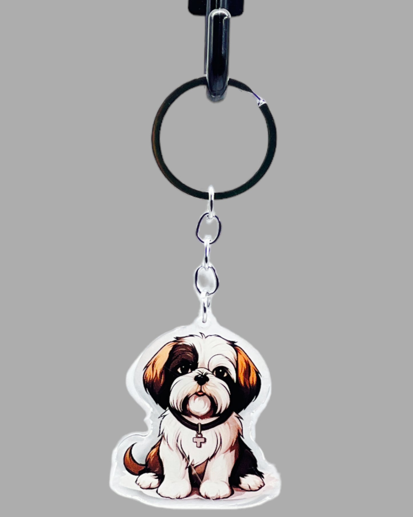 Shih Tzu Dog Acrylic Keychain, Cute kawaii memorial ornament, pet portrait charm gift, backpack fob, dad car décor, dog mom gift