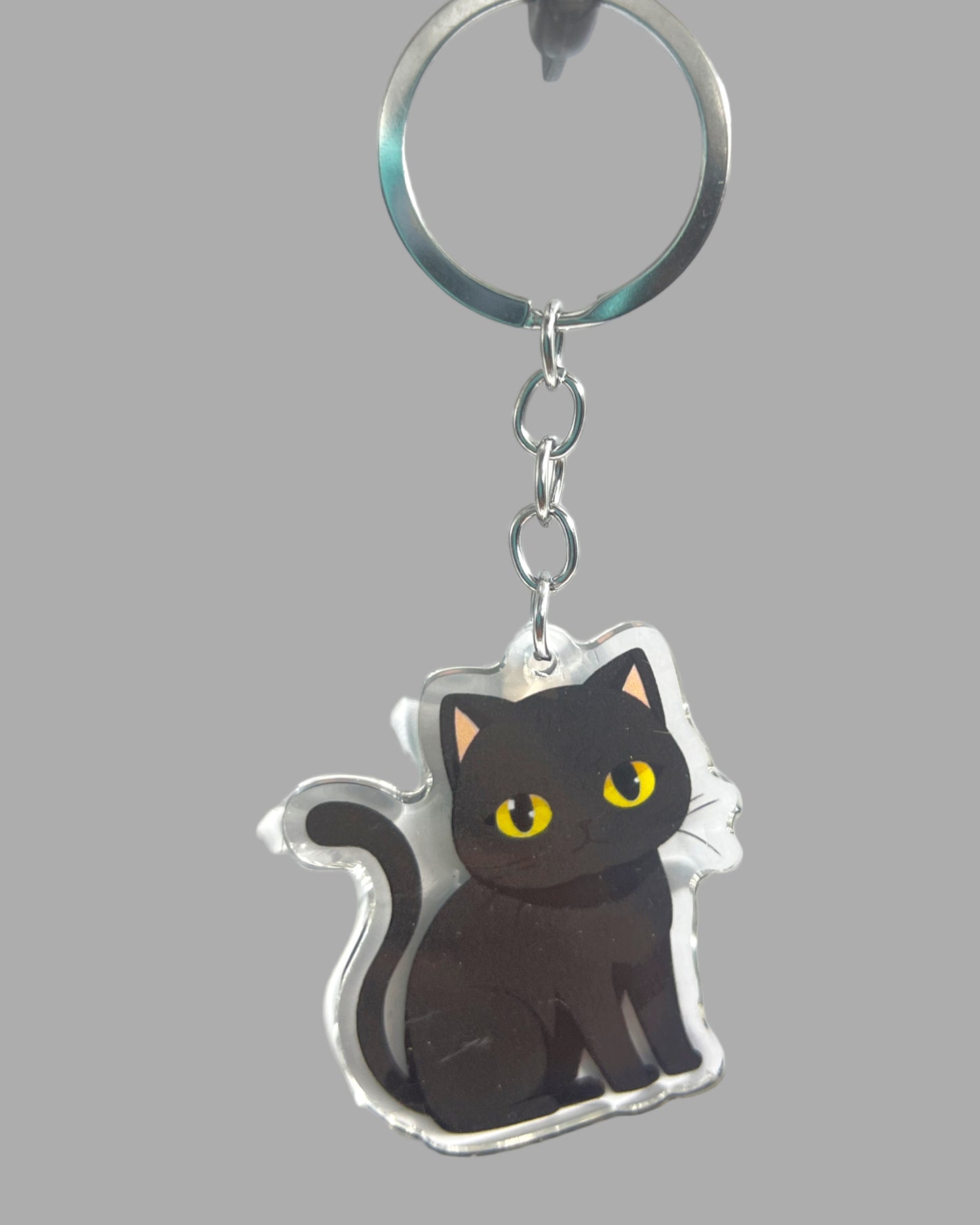 American Short Hair Cat Acrylic Keychain Cute kawaii animal memorial ornament, pet portrait charm gift  backpack photo fob or dad car décor