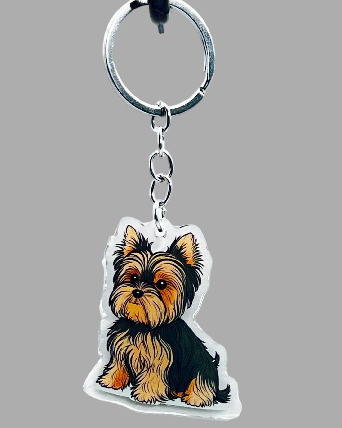 Yorkshire Terrier Dog Acrylic Keychain, Cute kawaii memorial ornament, pet portrait charm gift, backpack photo fob, dad car décor, dog mom gift