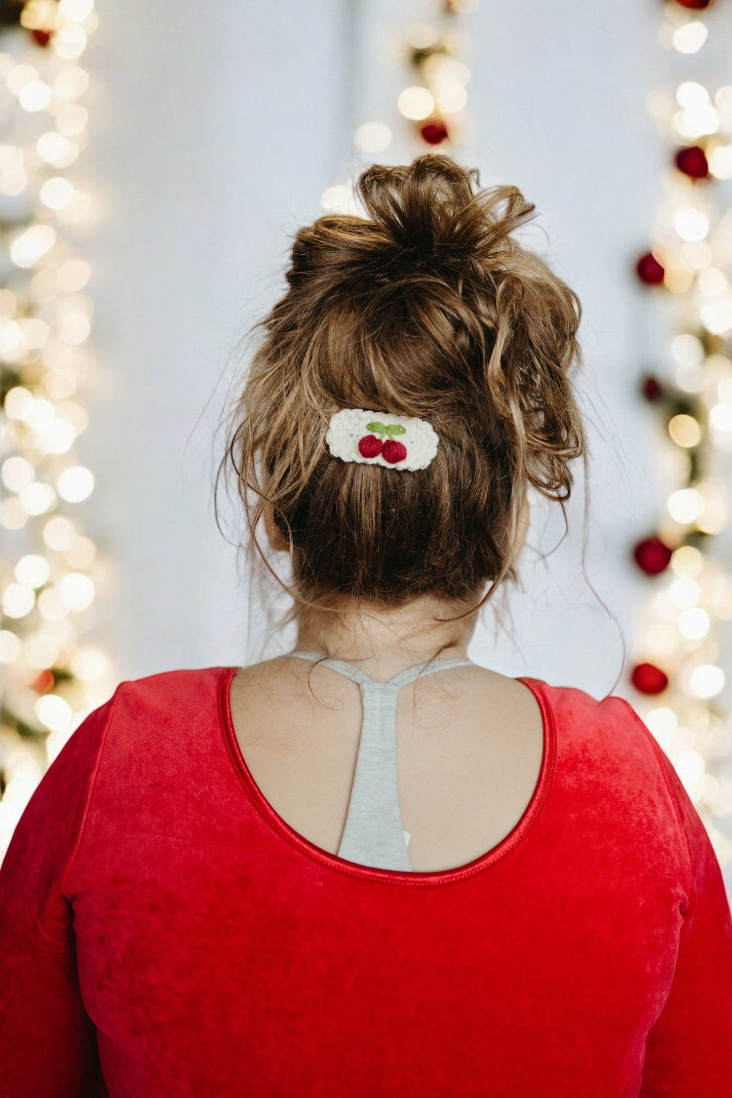 Christmas Crochet Trim Snap Hair Clips, Hair barrettes for kids