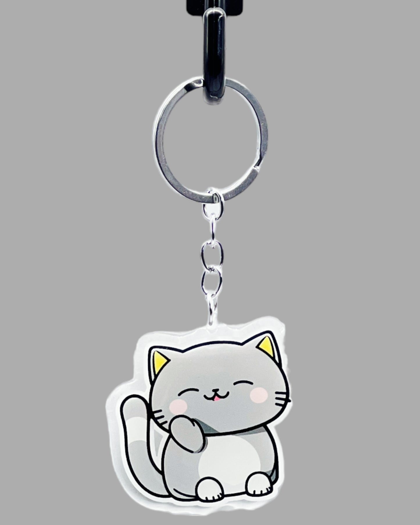 Chartreux Cat Acrylic keychain, Cute kawaii memorial ornament, pet portrait charm gift  backpack fob, dad car décor, first day of school gift