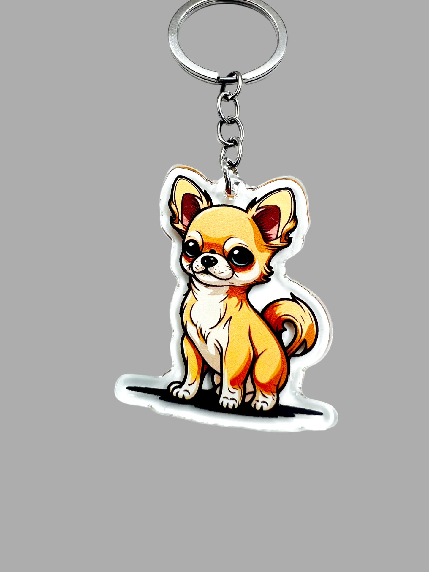 Chihuahua Acrylic Keychain Cute kawaii memorial ornament, pet portrait charm gift  backpack fob, dad car décor, dog mom