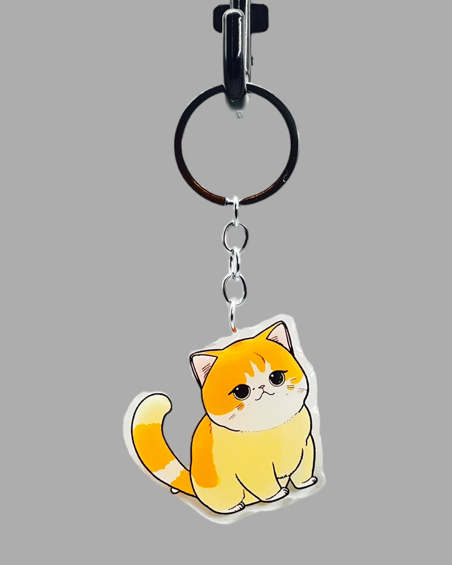 Orange Tabby Cat Acrylic keychain, Cute kawaii memorial ornament, pet portrait charm gift backpack fob, dad car décor, first day of school gift