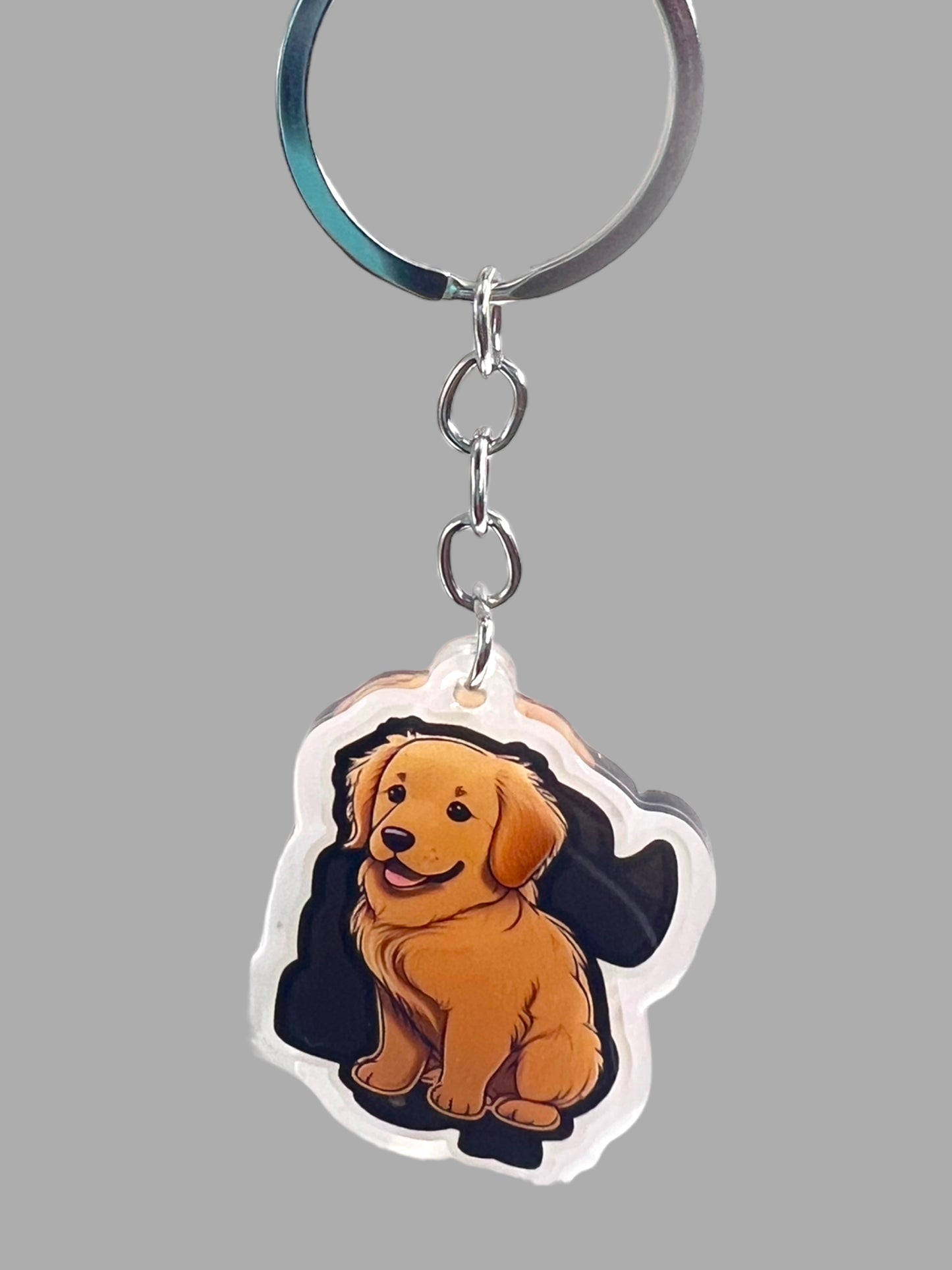 Golden retriever dog Acrylic Keychain, Cute kawaii memorial ornament, pet portrait charm gift  backpack fob, dad car décor, first day of school gift