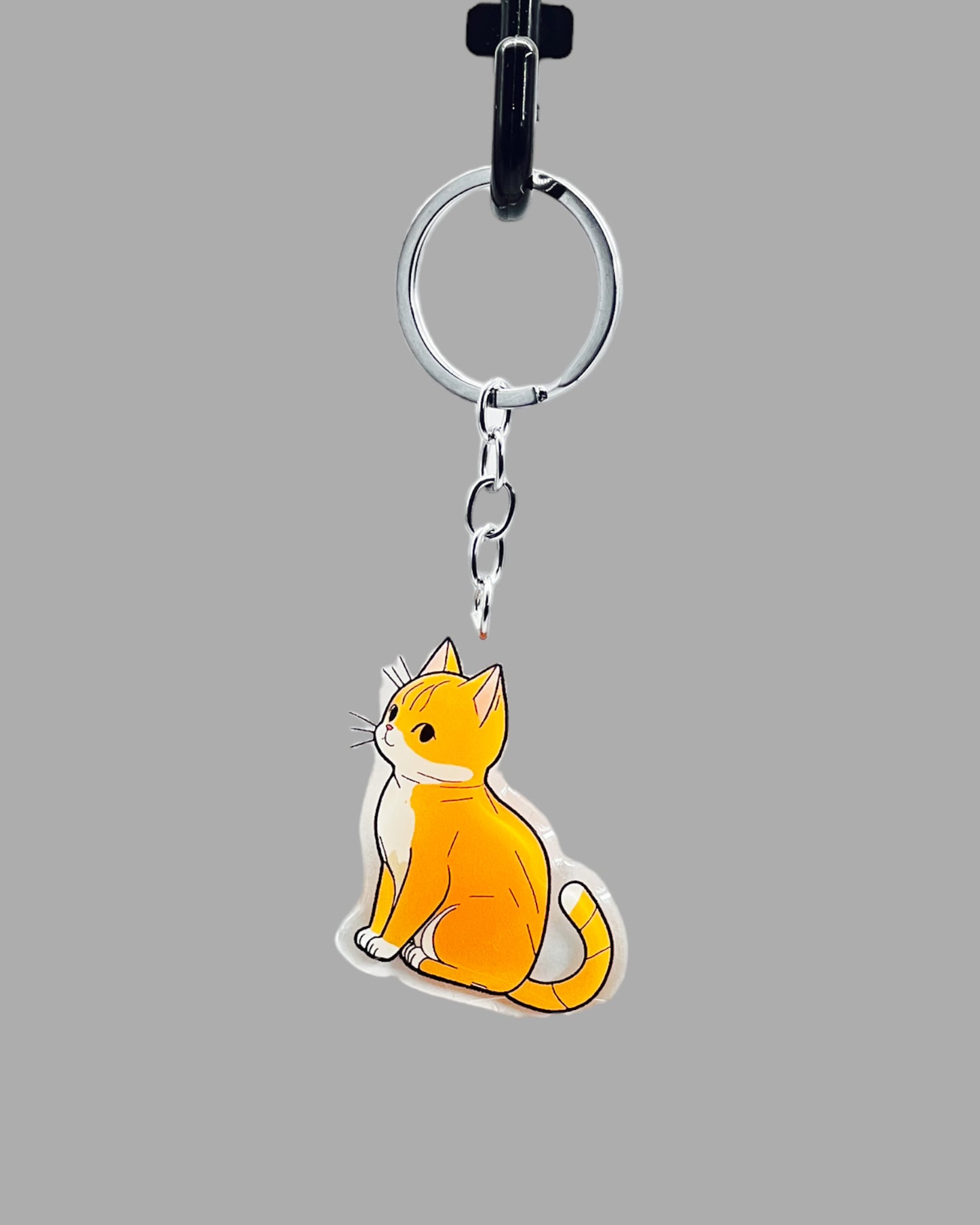 Orange Tabby Cat Acrylic keychain, Cute kawaii memorial ornament, pet portrait charm gift backpack fob, dad car décor, first day of school gift