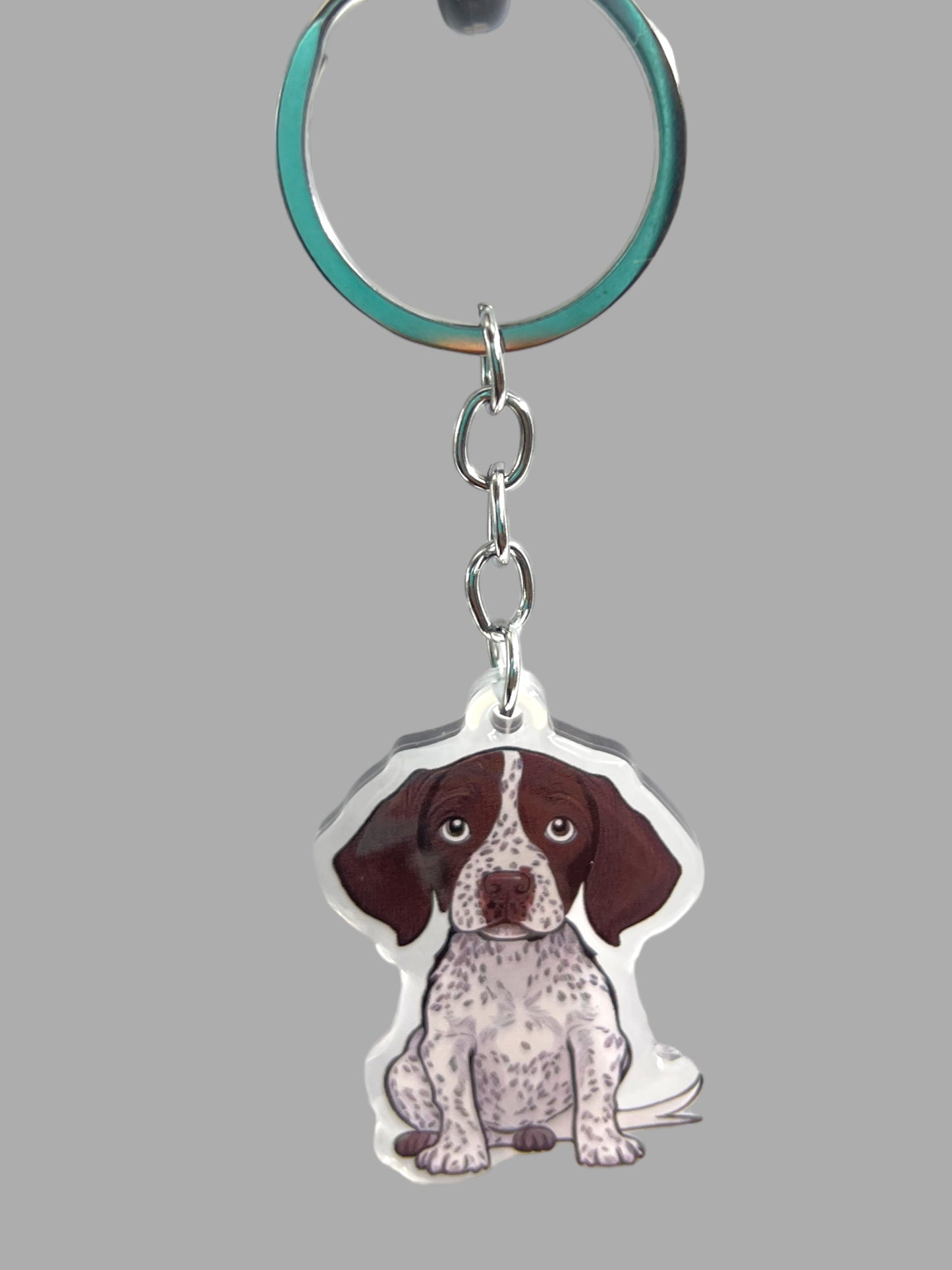 German Shorthaired Pointer Dog Acrylic Keychain, Cute kawaii memorial ornament, pet portrait charm gift backpack fob, dad car décor, dog mom gift