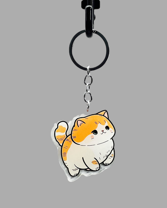 Orange Tabby Cat Acrylic keychain, Cute kawaii memorial ornament, pet portrait charm gift backpack fob, dad car décor, first day of school gift