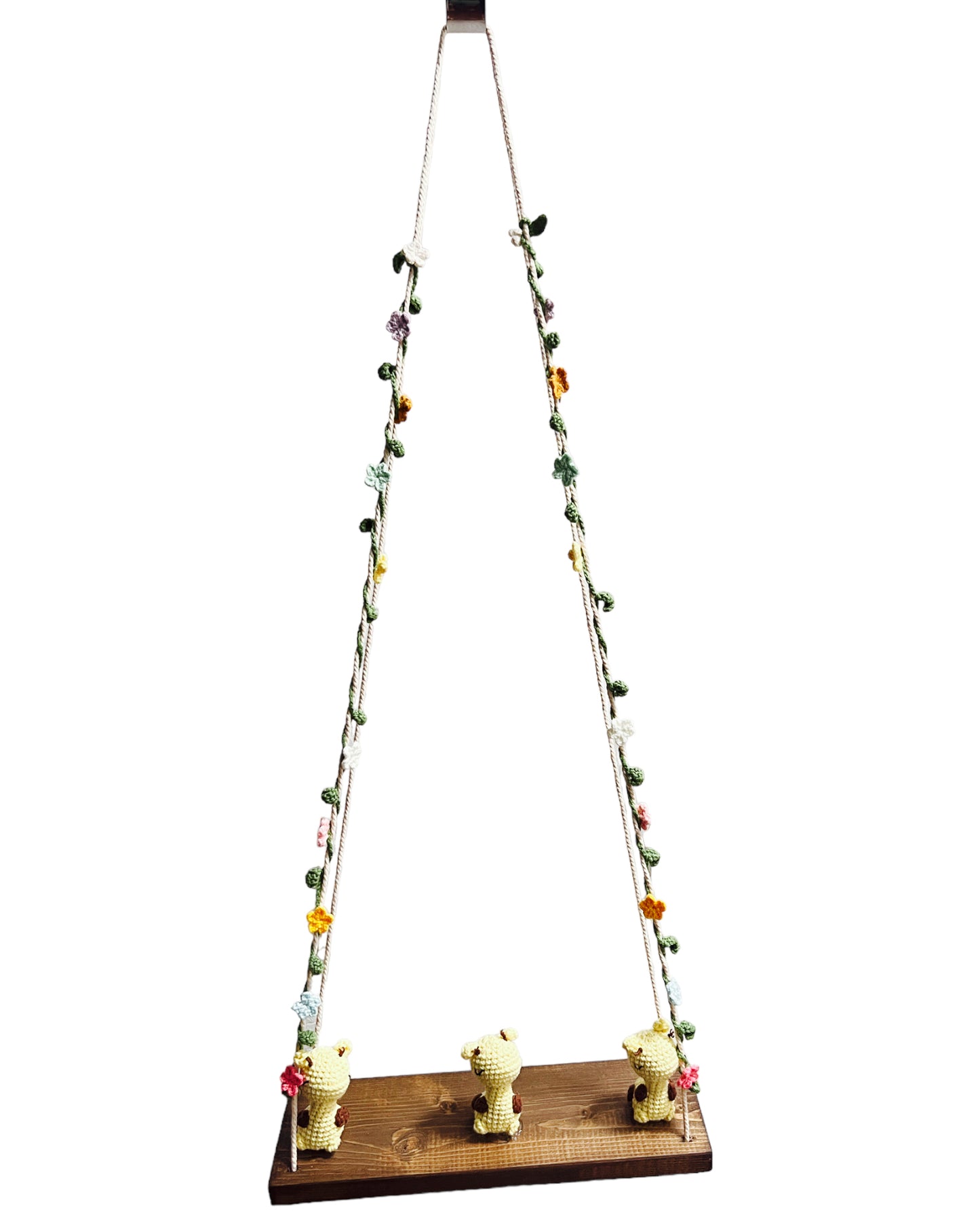 Giraffes on a swing  Hanging Wall Shelf