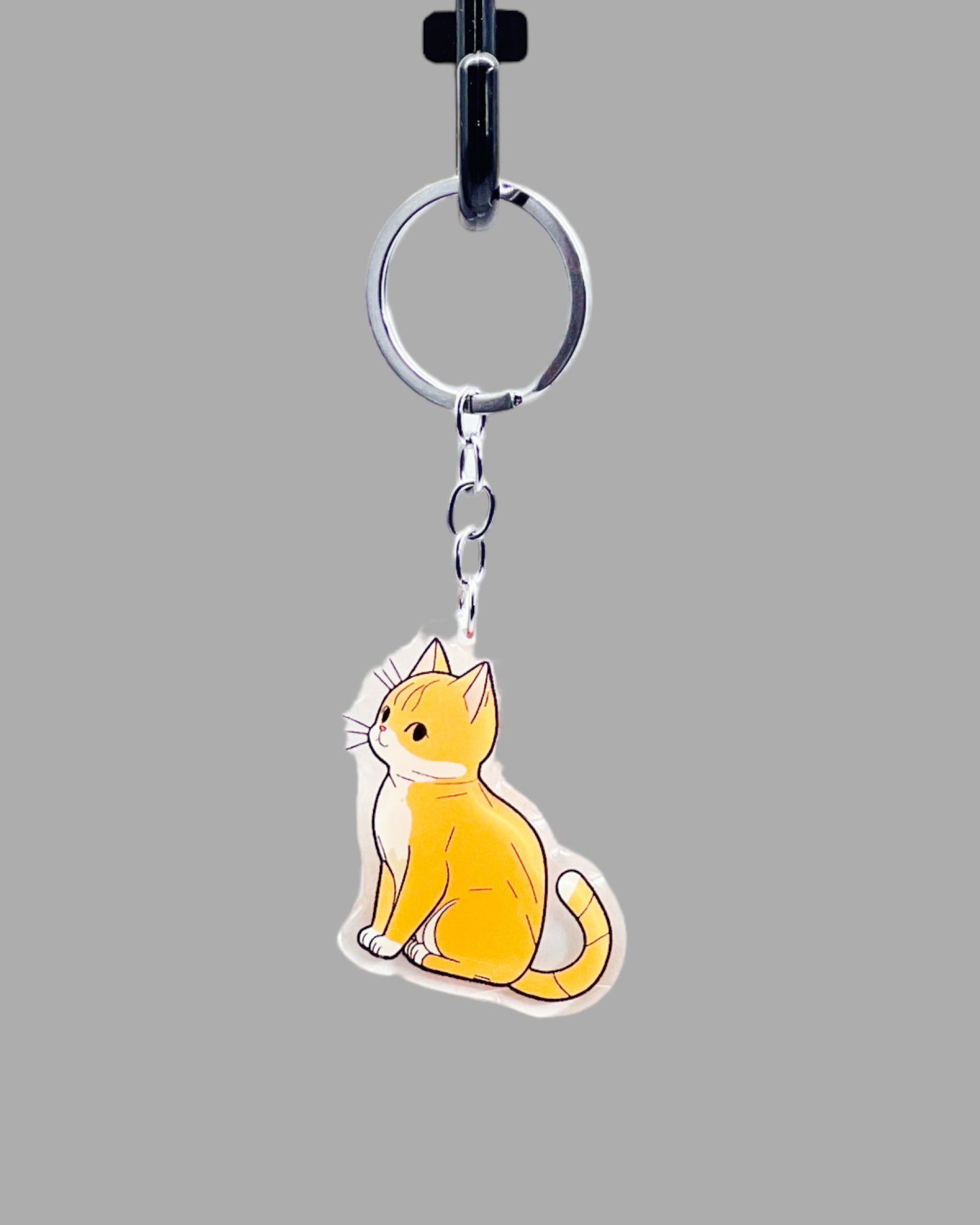 Orange Tabby Cat Acrylic keychain, Cute kawaii memorial ornament, pet portrait charm gift backpack fob, dad car décor, first day of school gift