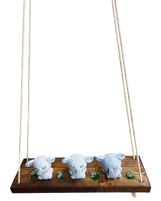 Elephants on a swing  Hanging Wall Shelf