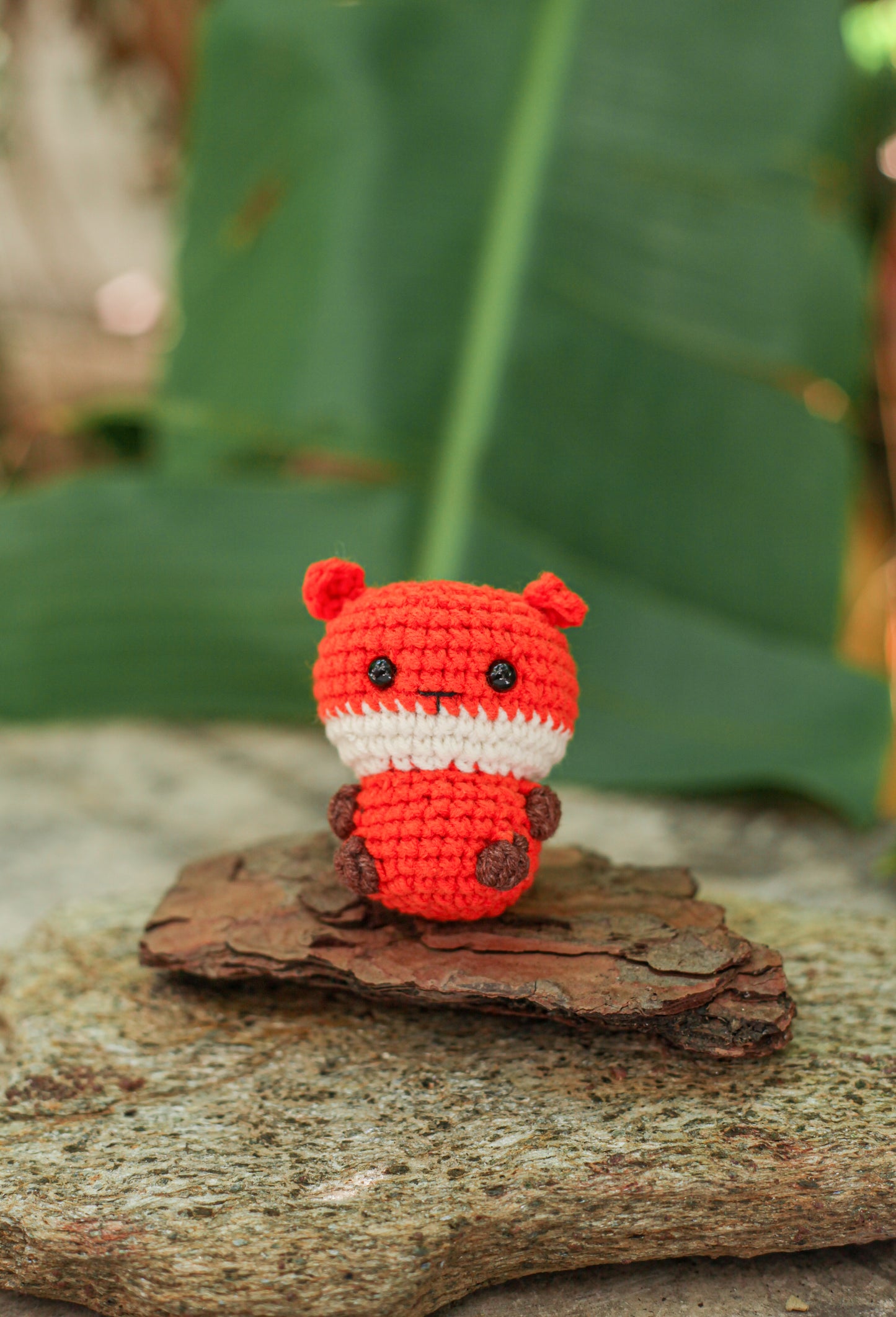 Fox Christmas Crochet Keychain Miniature amigurumi figurine for office desk decor, fidget sensory toy, unique gift for car dashboard . kawaii pocket  hug