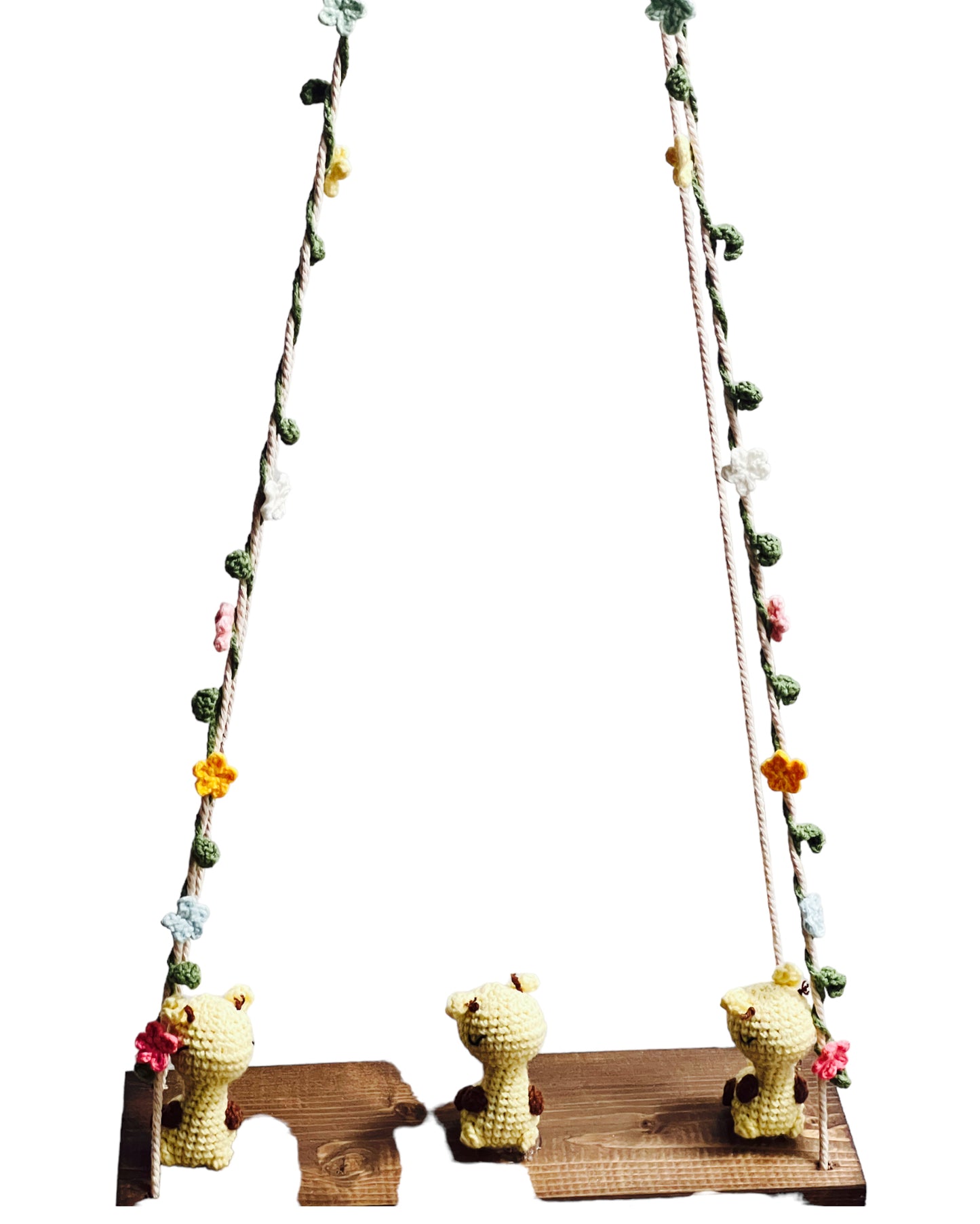 Giraffes on a swing  Hanging Wall Shelf