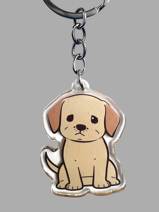 Yellow Labrador Dog Acrylic Keychain, Cute kawaii memorial ornament, pet portrait charm gift, backpack photo fob, dad car décor, dog mom gift