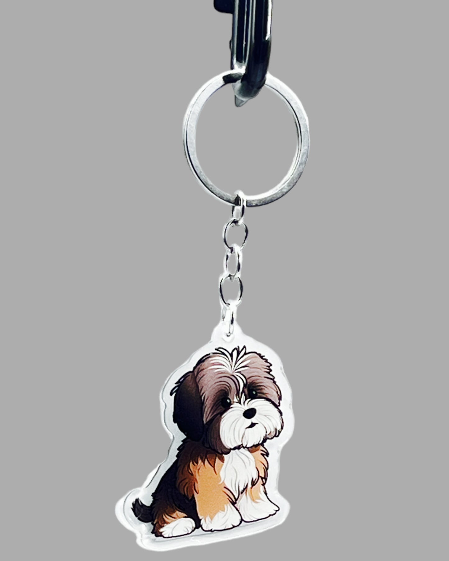 Shih Tzu Dog Acrylic Keychain, Cute kawaii memorial ornament, pet portrait charm gift, backpack fob, dad car décor, dog mom gift