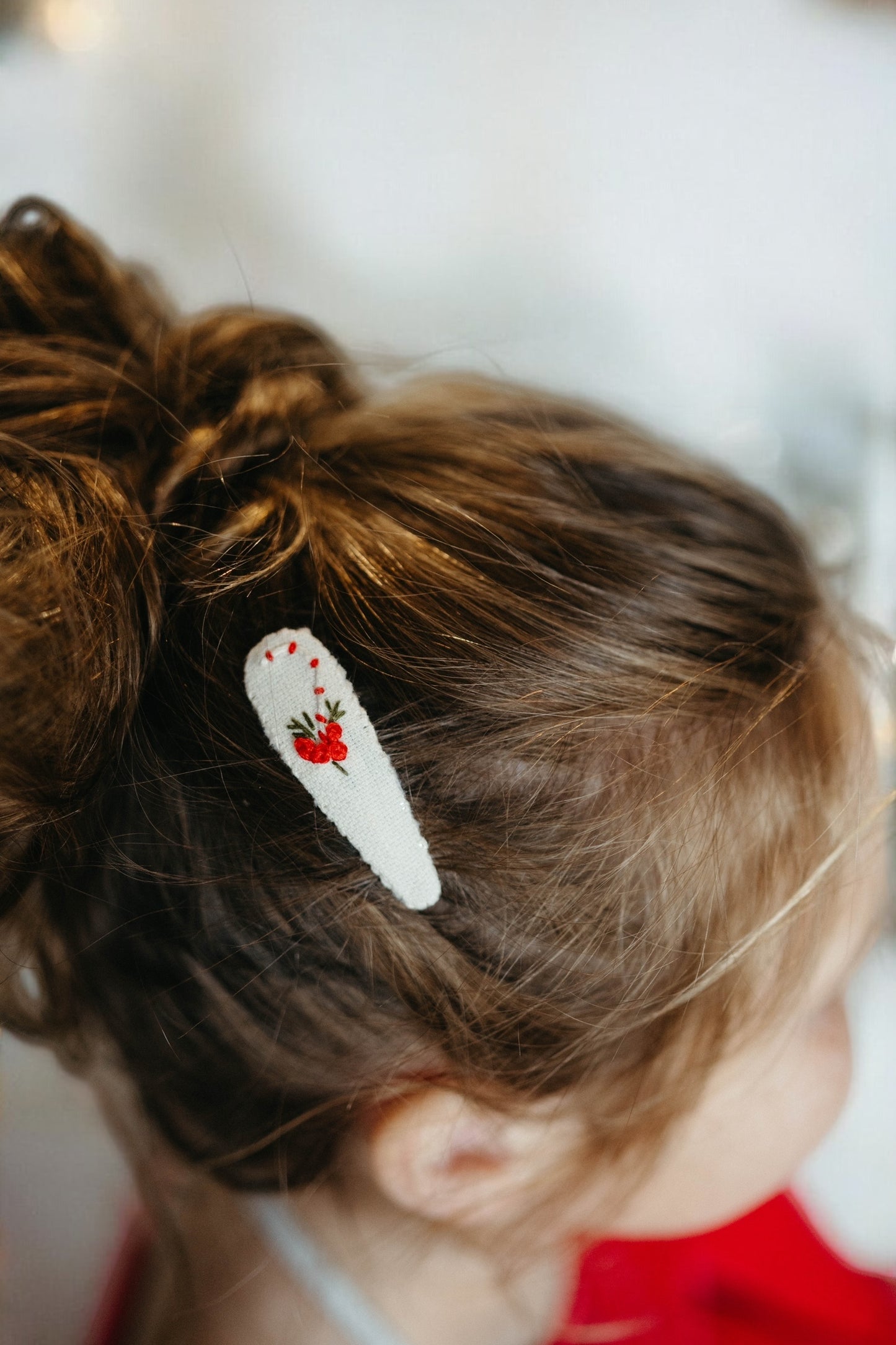 Christmas Crochet Trim Snap Hair Clips, Hair barrettes for kids