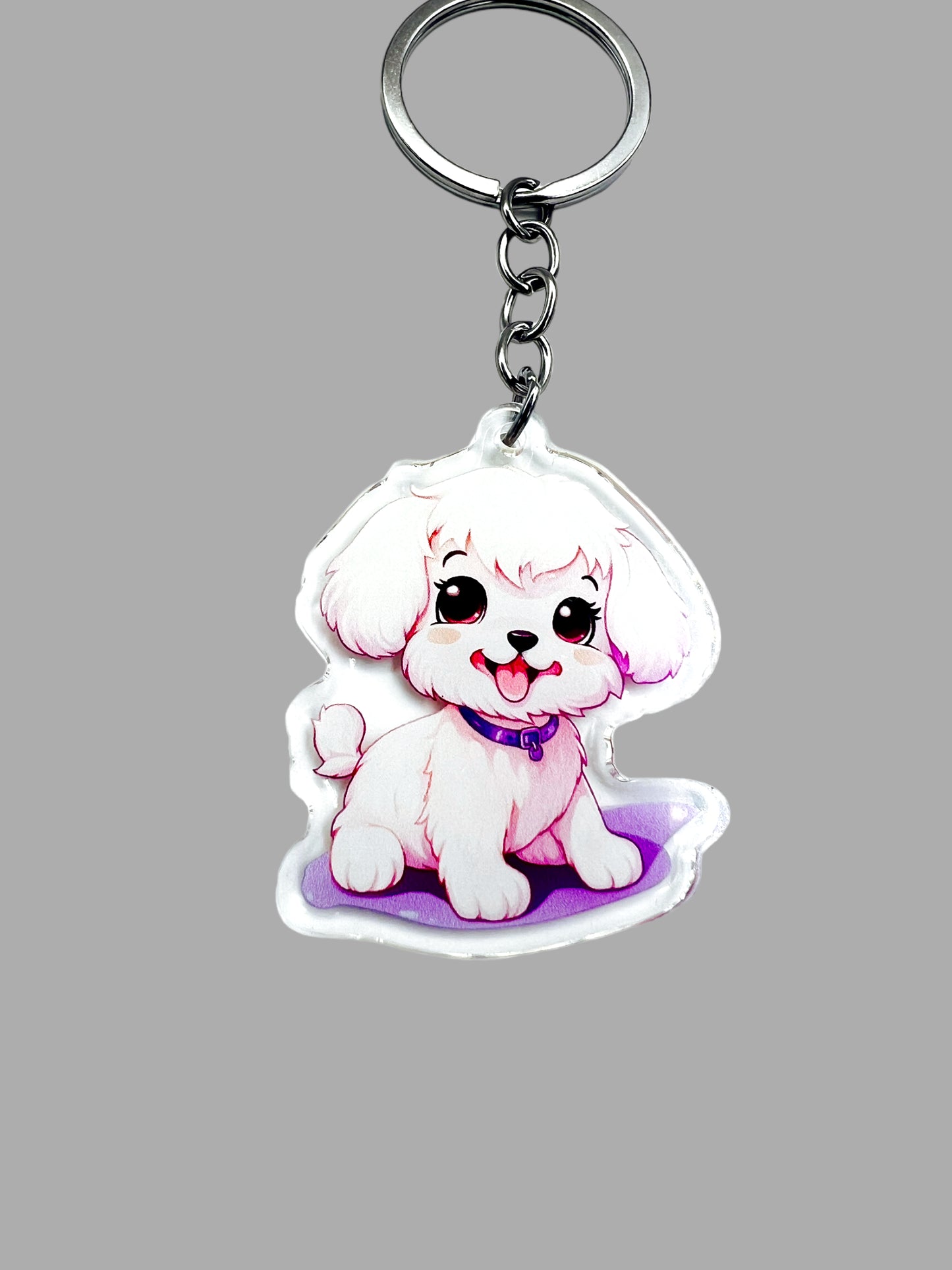 Dog  Acrylic Keychain Cute kawaii memorial ornament, pet portrait charm gift  backpack photo fob, dad car décor, dog mom gift