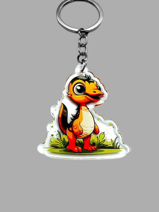 Velociraptor Dinosaur Kawaii Wildlife Acrylic Keychain