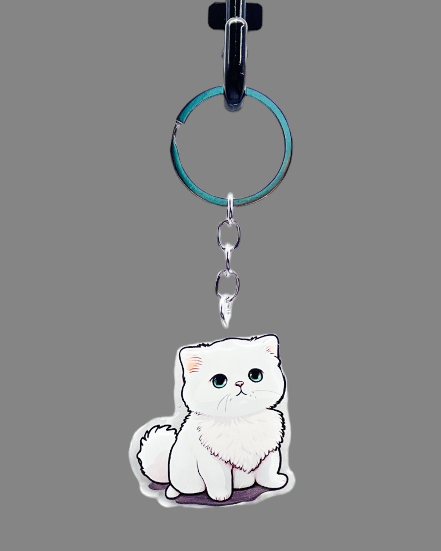 Persian Cat Acrylic Keychain, Cute kawaii memorial ornament, pet portrait charm, backpack fob, dad car décor, stocking stuffer, birthday gift