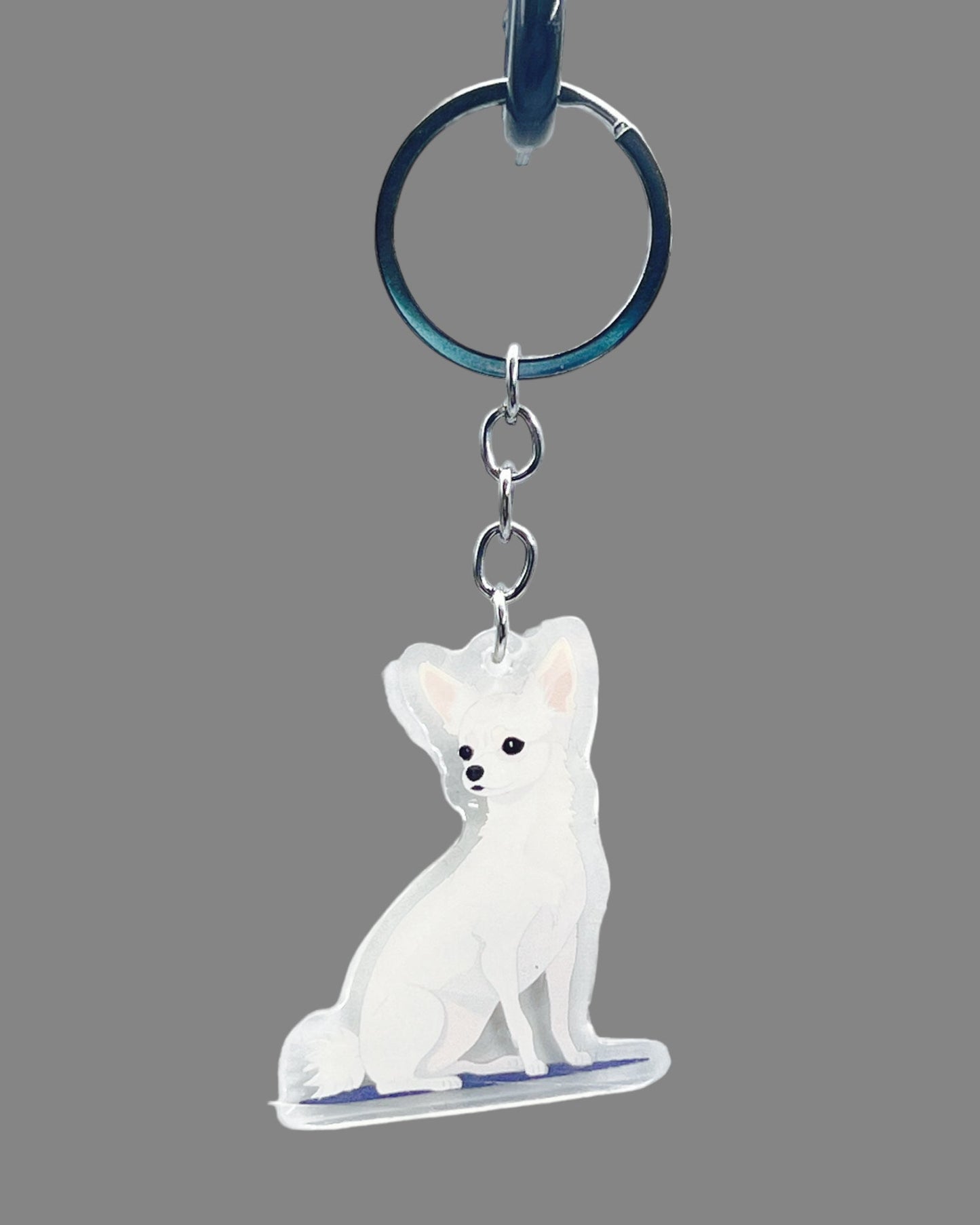 Chihuahua Acrylic Keychain Cute kawaii memorial ornament, pet portrait charm gift  backpack fob, dad car décor, dog mom