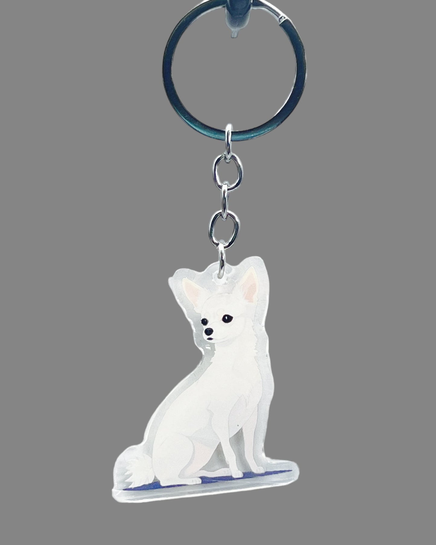 Chihuahua Acrylic Keychain Cute kawaii memorial ornament, pet portrait charm gift  backpack fob, dad car décor, dog mom