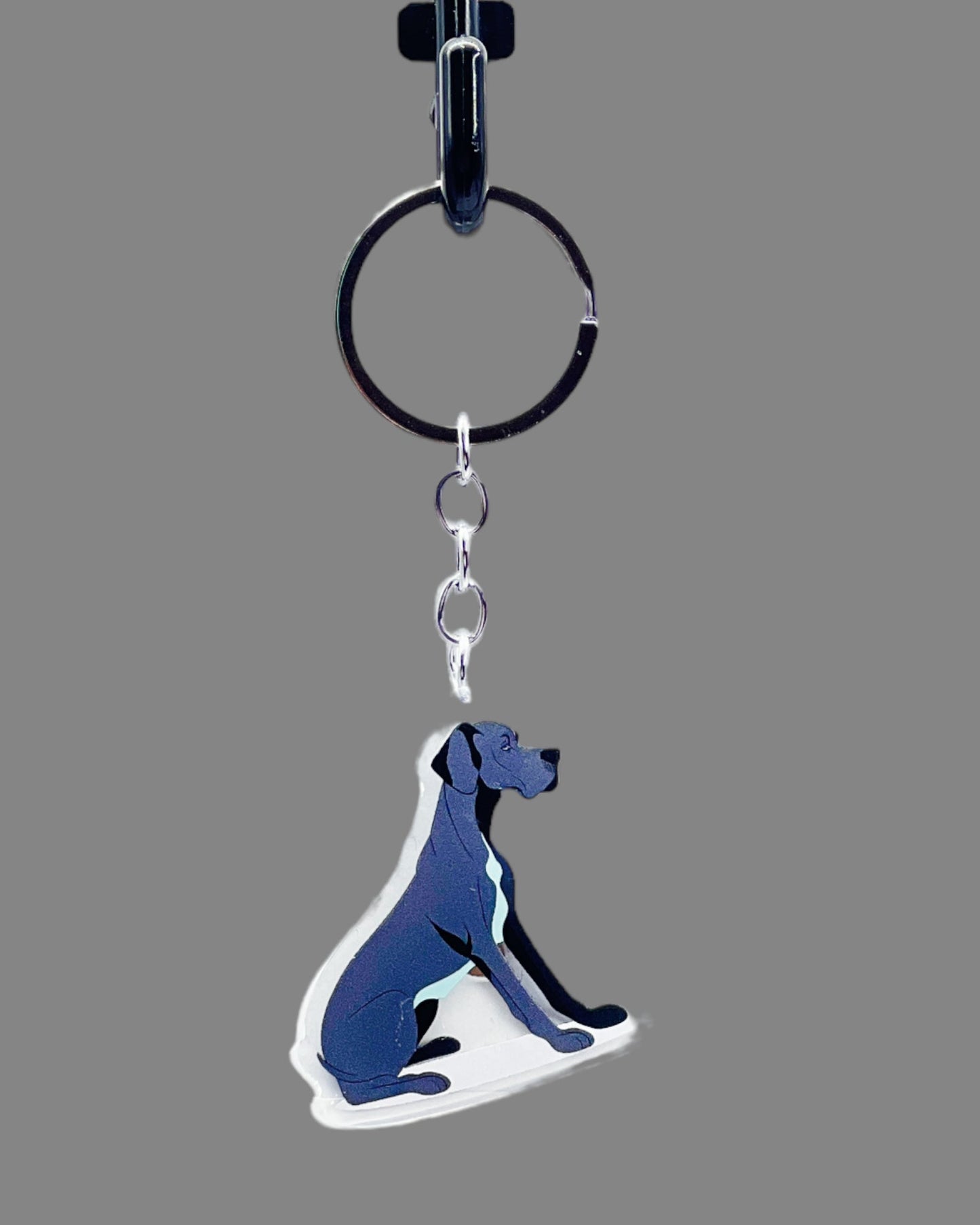 Great Dane Dog Acrylic keychain, Cute kawaii memorial ornament, pet portrait charm gift, backpack photo fob, dad car décor, dog mom gift