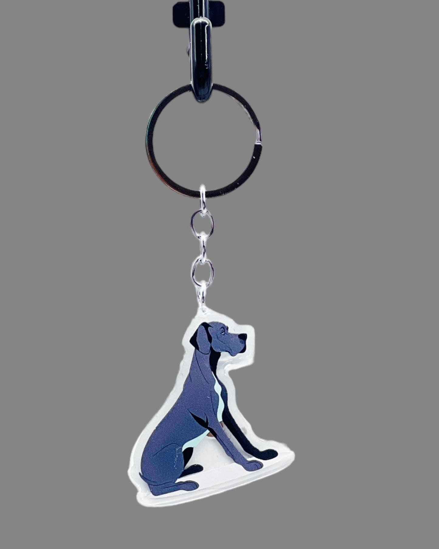 Great Dane Dog Acrylic keychain, Cute kawaii memorial ornament, pet portrait charm gift, backpack photo fob, dad car décor, dog mom gift