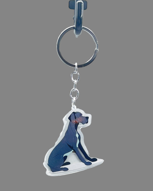 Great Dane Dog Acrylic keychain, Cute kawaii memorial ornament, pet portrait charm gift, backpack photo fob, dad car décor, dog mom gift