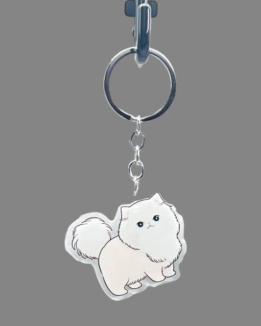 Persian Cat Acrylic Keychain, Cute kawaii memorial ornament, pet portrait charm, backpack fob, dad car décor, stocking stuffer, birthday gift