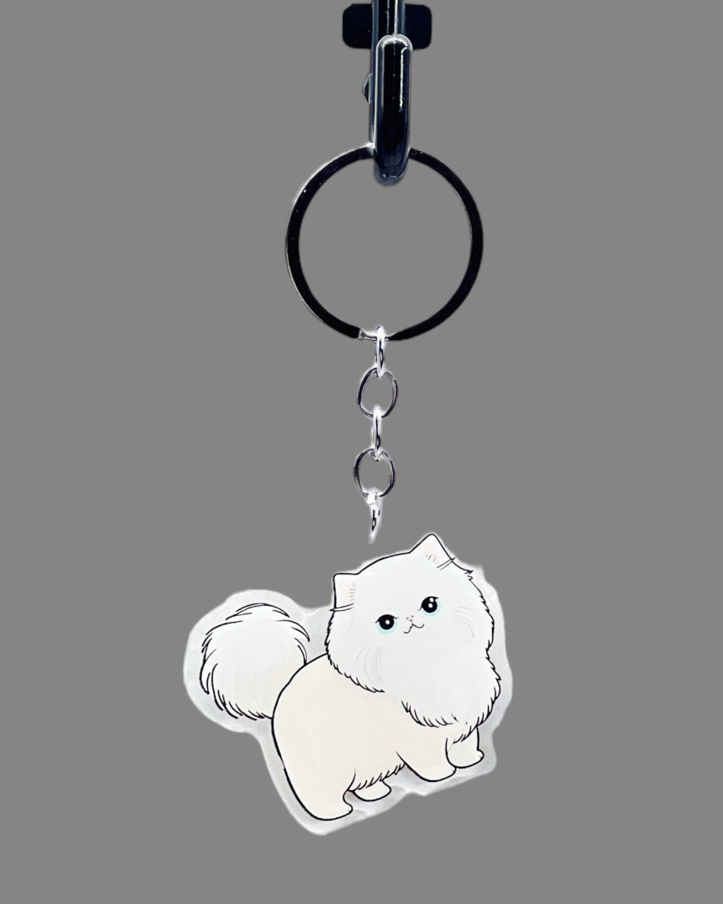 Persian Cat Acrylic Keychain, Cute kawaii memorial ornament, pet portrait charm, backpack fob, dad car décor, stocking stuffer, birthday gift