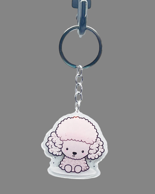 Standard Poodle Dog Acrylic Keychain, Cute kawaii memorial ornament, pet portrait charm gift, backpack fob, dad car décor, dog mom gift