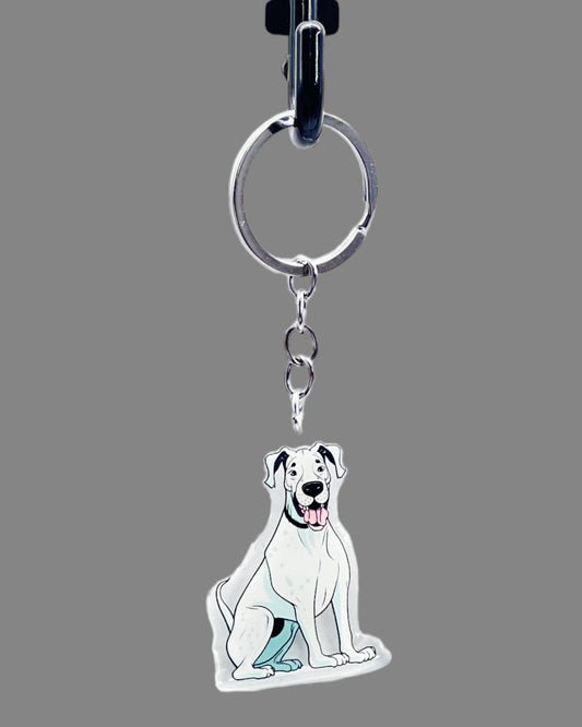 Great Dane Dog Acrylic keychain, Cute kawaii memorial ornament, pet portrait charm gift, backpack photo fob, dad car décor, dog mom gift