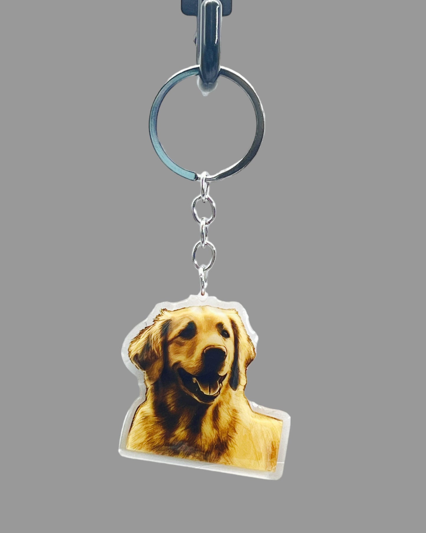 Australian Shepherd Dog Acrylic keychain Cute kawaii animal memorial ornament, pet portrait charm gift  backpack photo fob or dad car décor