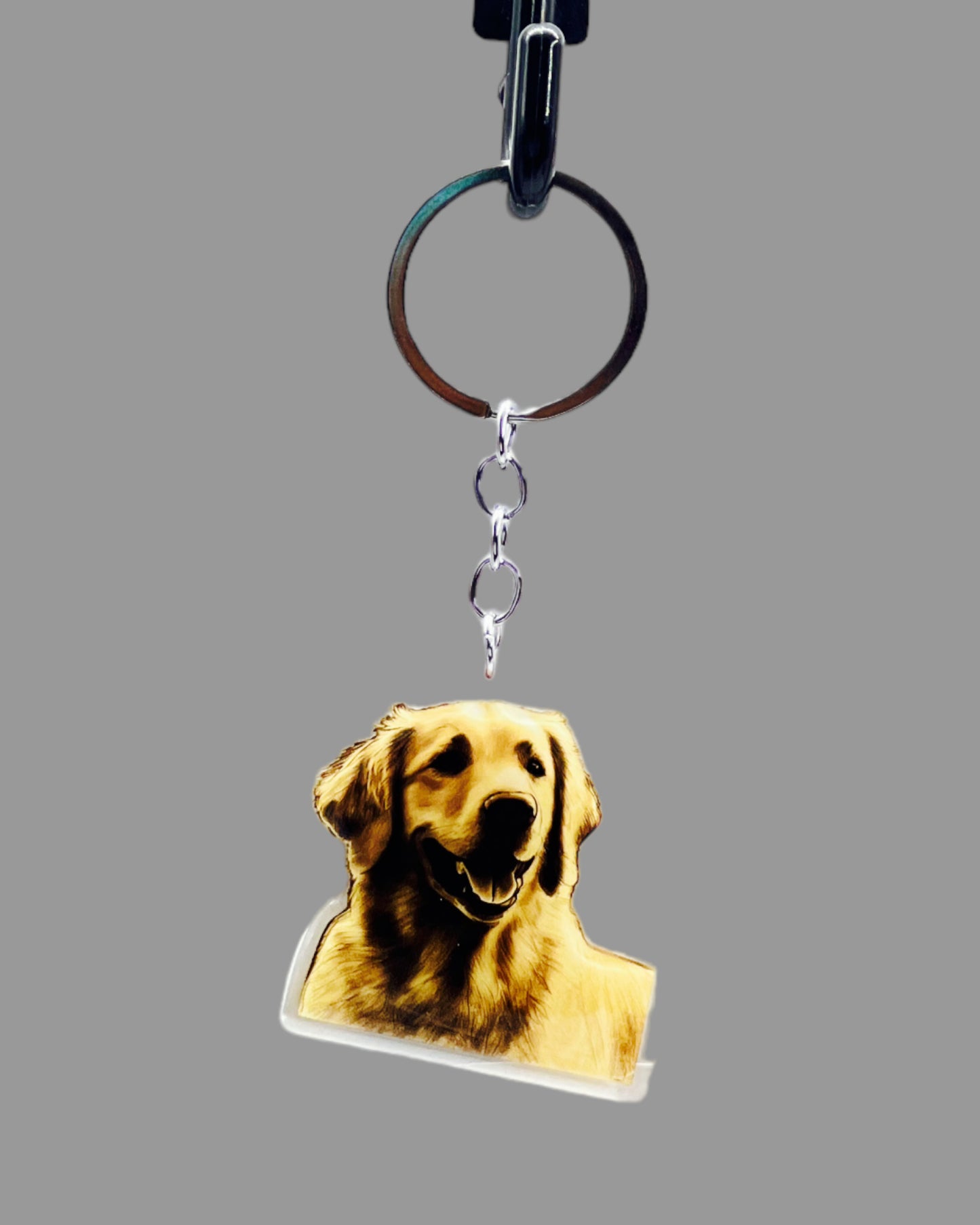 Golden Labrador Dog Acrylic keychain, Cute kawaii memorial ornament, pet portrait charm gift, backpack photo fob, dad car décor, dog mom gift