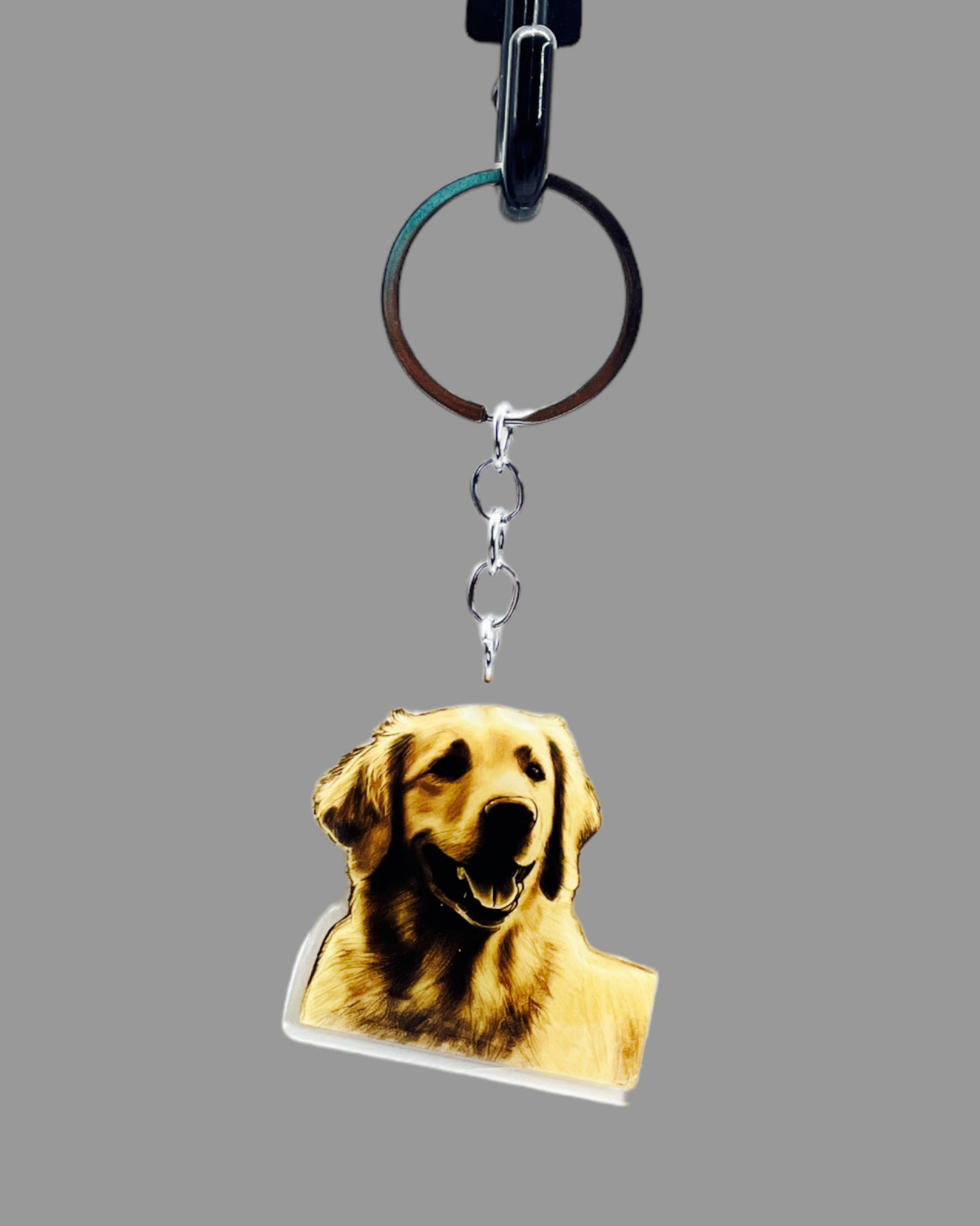 Golden Labrador Dog Acrylic keychain, Cute kawaii memorial ornament, pet portrait charm gift, backpack photo fob, dad car décor, dog mom gift