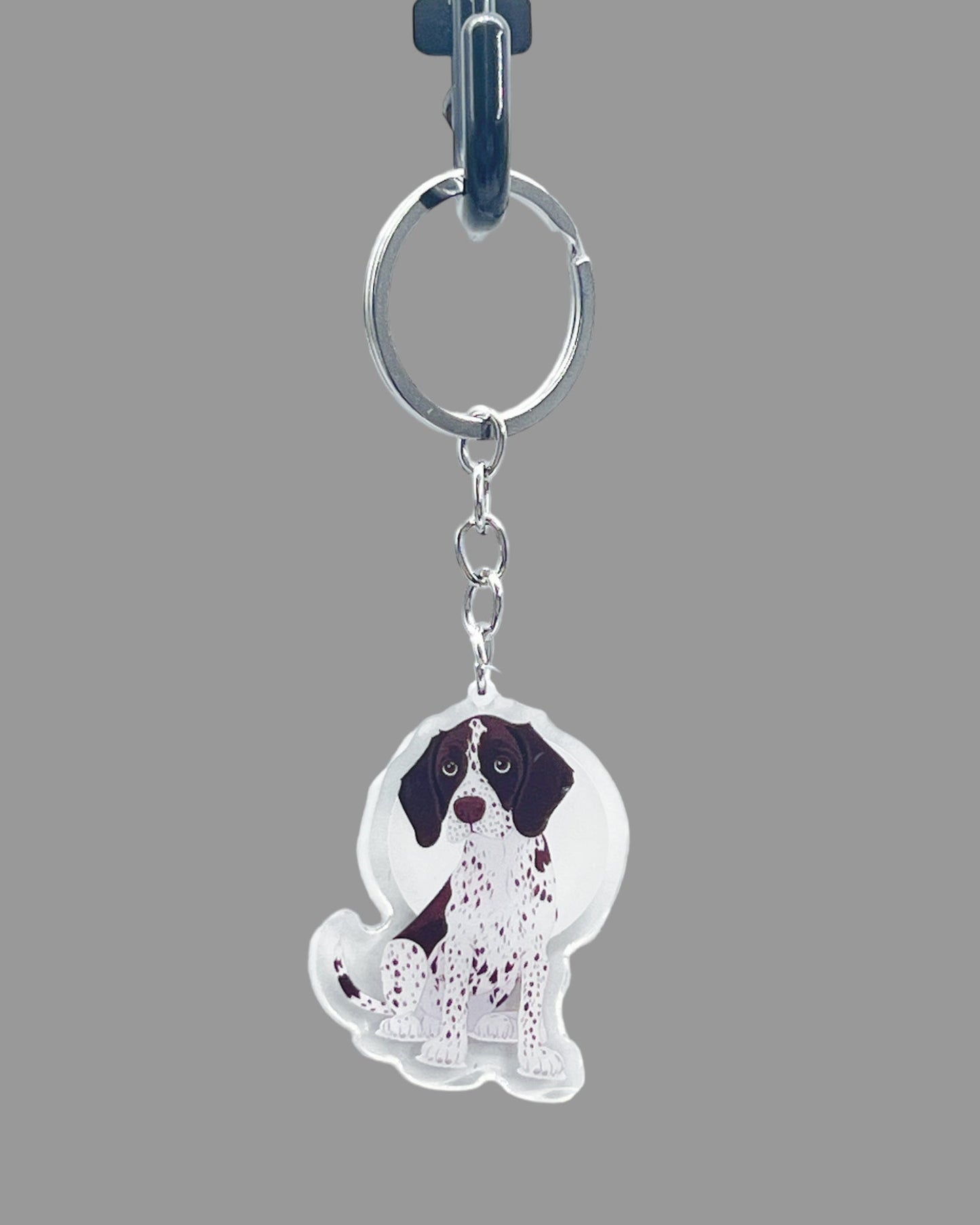 German Shorthaired Pointer Dog Acrylic Keychain, Cute kawaii memorial ornament, pet portrait charm gift backpack fob, dad car décor, dog mom gift