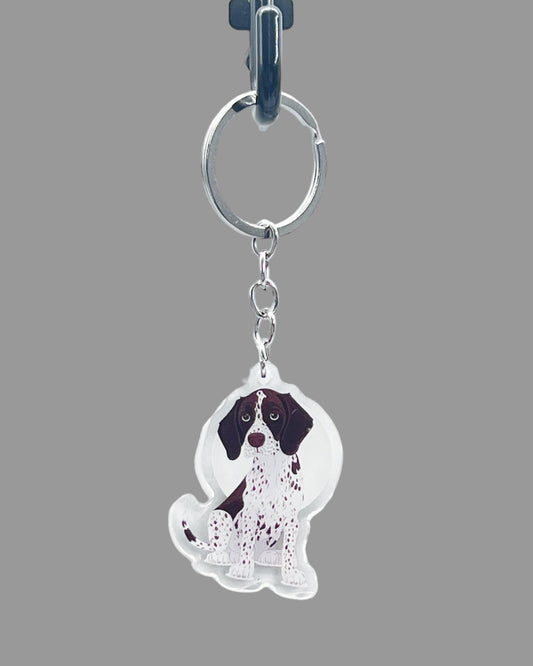 German Shorthaired Pointer Dog Acrylic Keychain, Cute kawaii memorial ornament, pet portrait charm gift backpack fob, dad car décor, dog mom gift