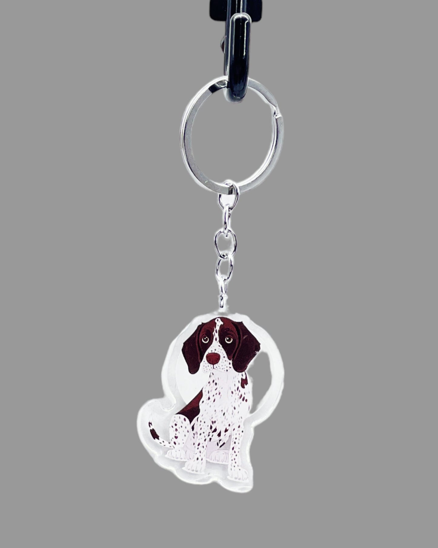 German Shorthaired Pointer Dog Acrylic Keychain, Cute kawaii memorial ornament, pet portrait charm gift backpack fob, dad car décor, dog mom gift