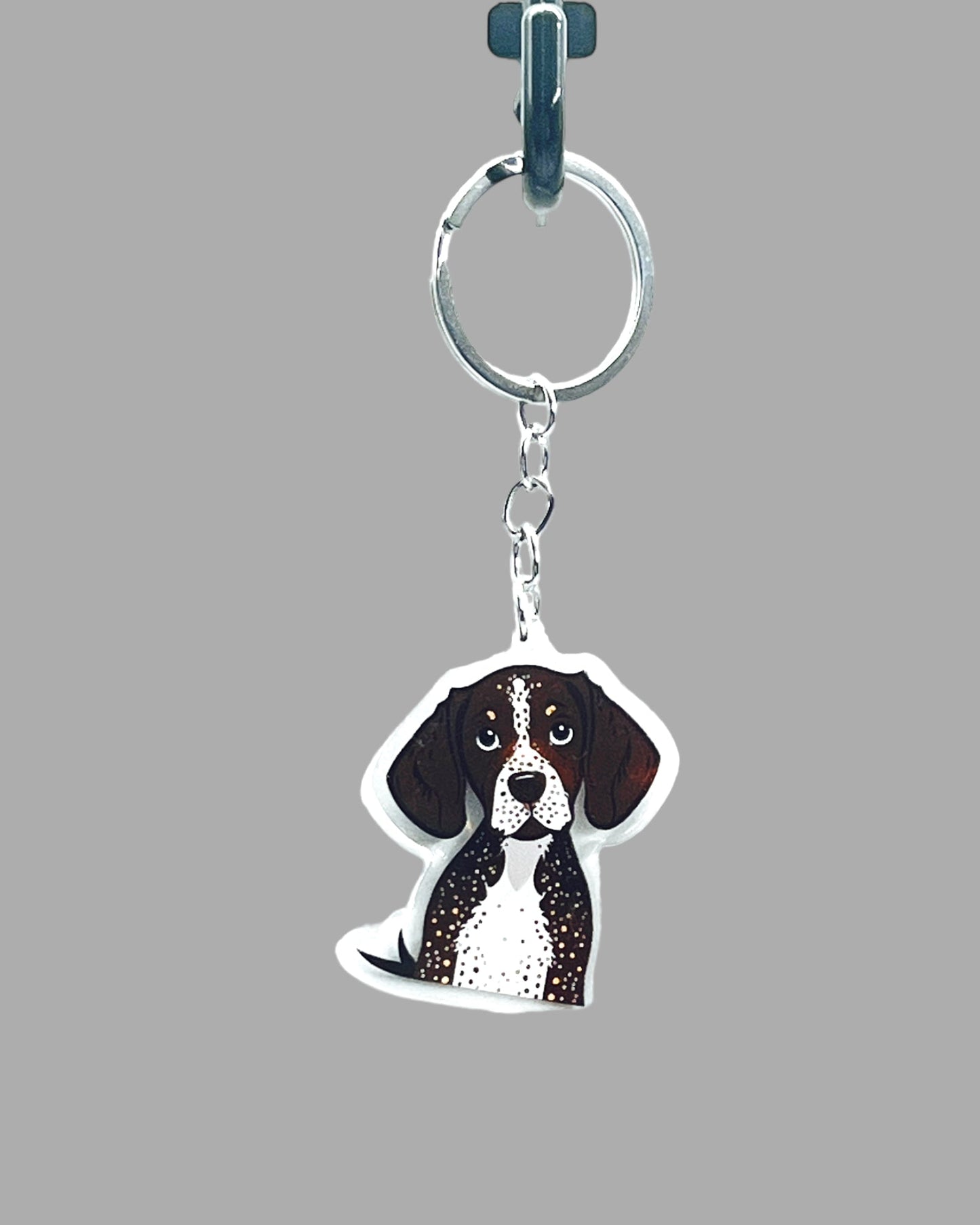 German Shorthaired Pointer Dog Acrylic Keychain, Cute kawaii memorial ornament, pet portrait charm gift backpack fob, dad car décor, dog mom gift