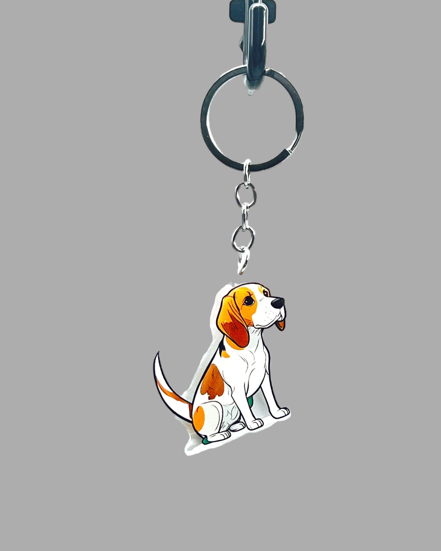 Beagle Dog Acrylic keychain Cute kawaii memorial ornament, pet portrait charm gift  backpack photo fob, dad car décor, first day of school