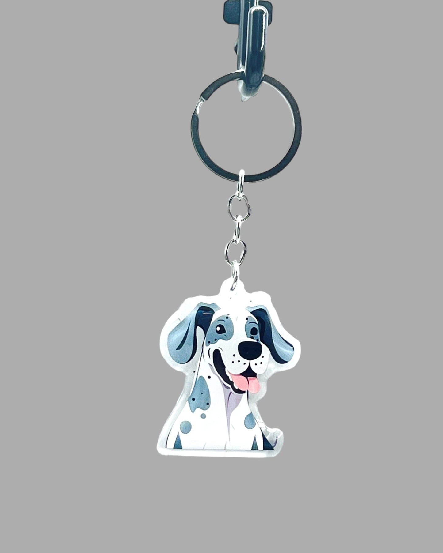 Great Dane Dog Acrylic keychain, Cute kawaii memorial ornament, pet portrait charm gift, backpack photo fob, dad car décor, dog mom gift