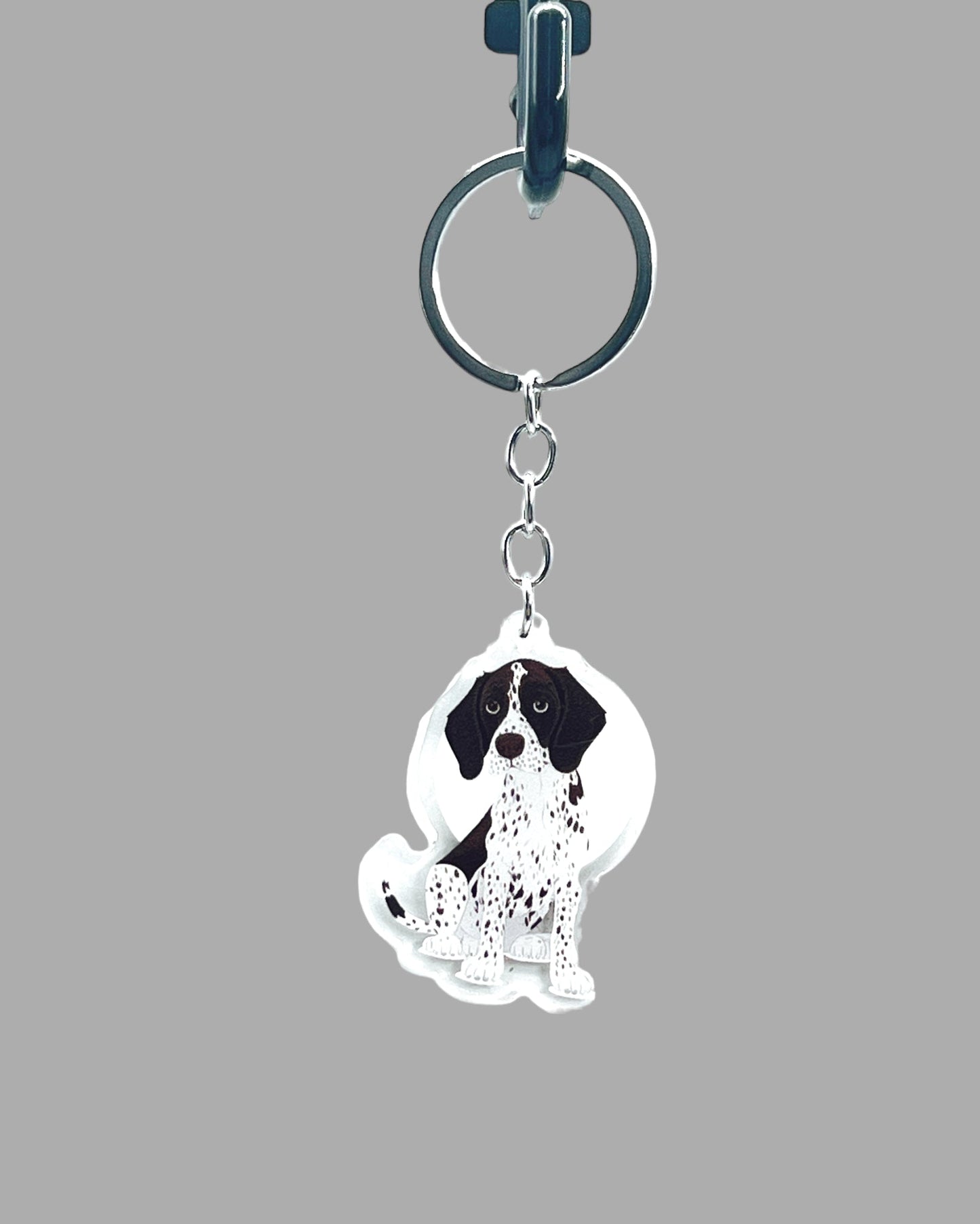 German Shorthaired Pointer Dog Acrylic Keychain, Cute kawaii memorial ornament, pet portrait charm gift backpack fob, dad car décor, dog mom gift