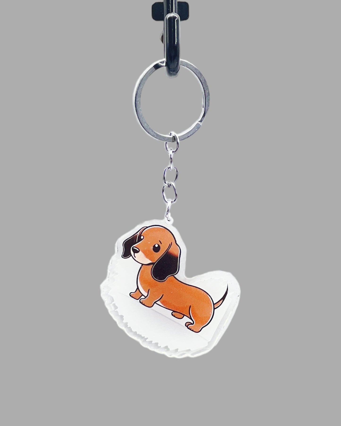 Dachshund Dog Acrylic keychain, Cute kawaii memorial ornament, pet portrait charm gift  backpack photo fob, dad car décor, dog mom gift