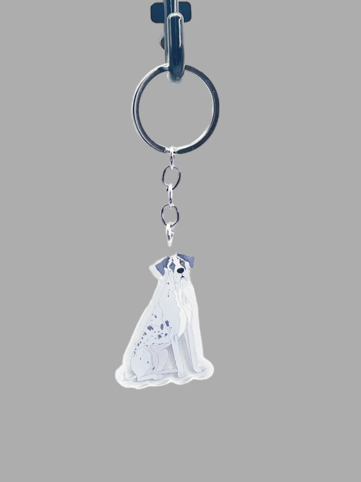 Great Dane Dog Acrylic keychain, Cute kawaii memorial ornament, pet portrait charm gift, backpack photo fob, dad car décor, dog mom gift