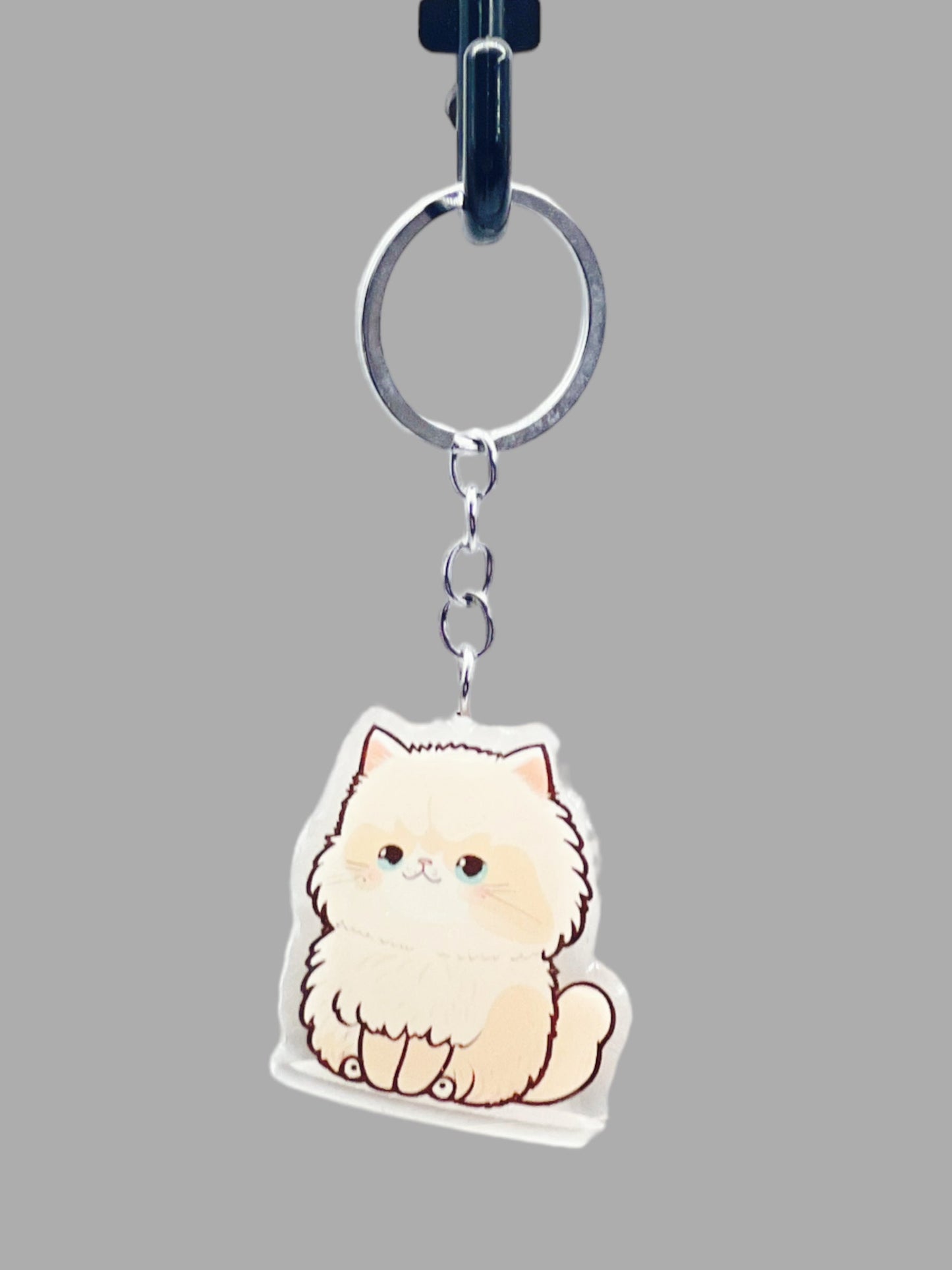 Persian Cat Acrylic Keychain, Cute kawaii memorial ornament, pet portrait charm, backpack fob, dad car décor, stocking stuffer, birthday gift