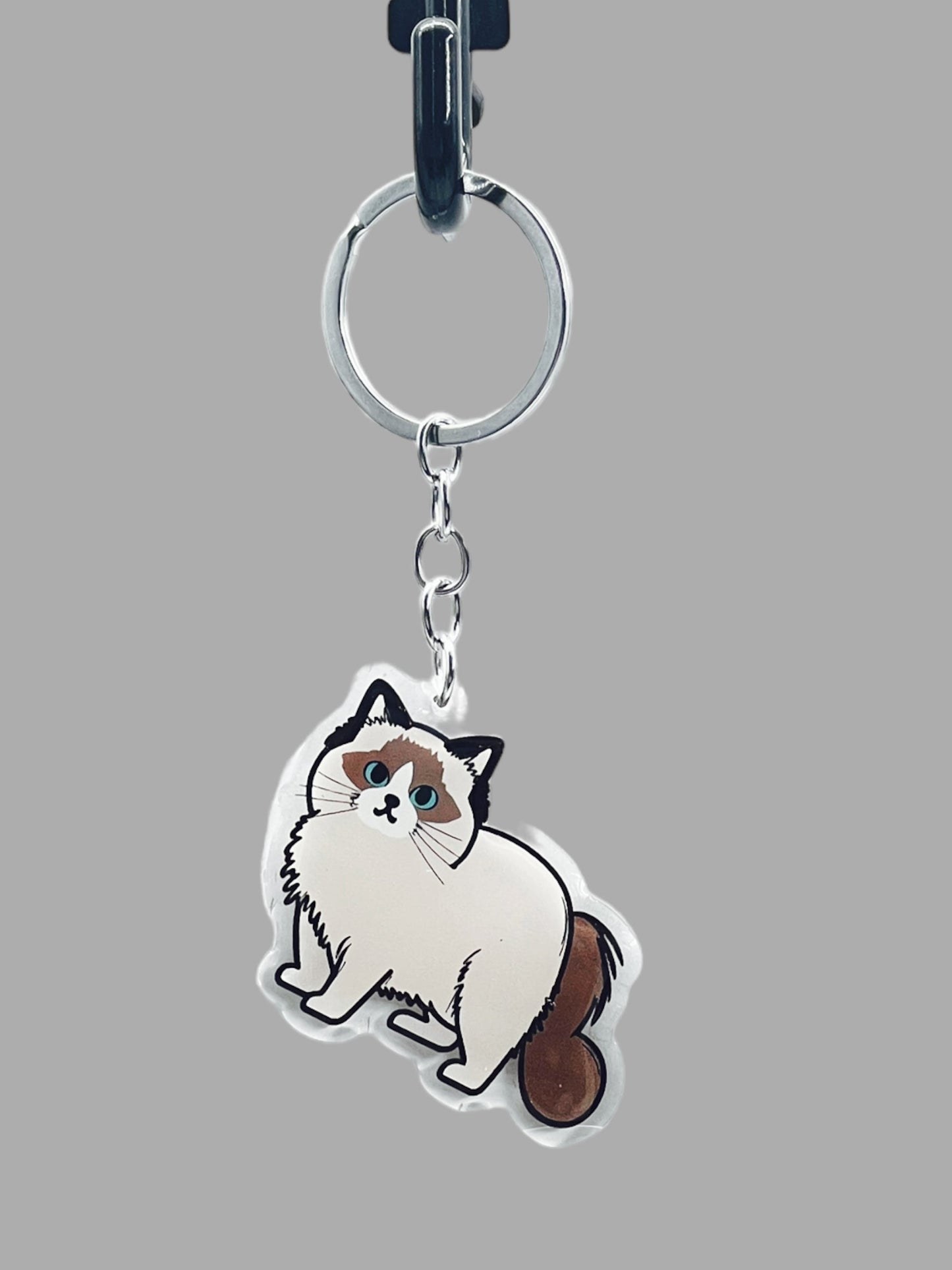 Siamese Cat Acrylic Keychain, Cute kawaii memorial ornament, pet portrait charm, backpack fob, dad car décor, stocking stuffer, birthday gift