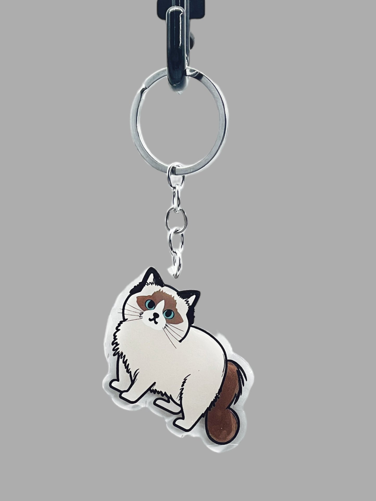 Siamese Cat Acrylic Keychain, Cute kawaii memorial ornament, pet portrait charm, backpack fob, dad car décor, stocking stuffer, birthday gift