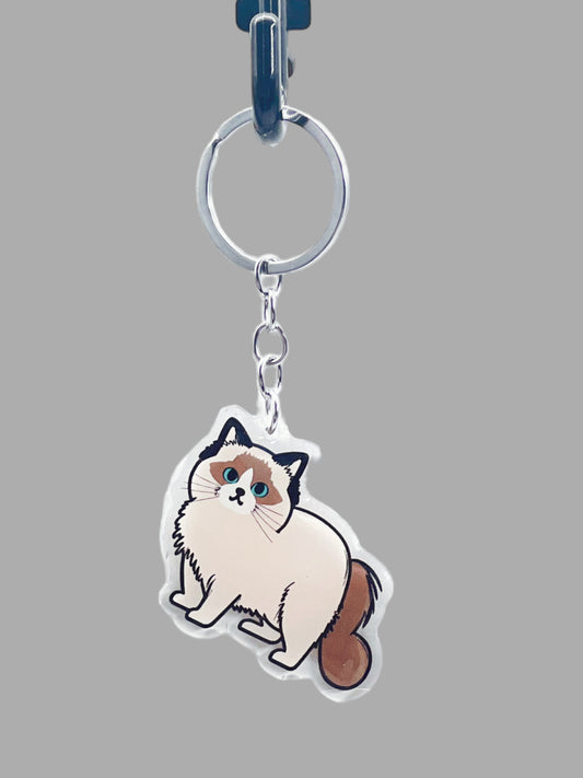 Siamese Cat Acrylic Keychain, Wildlife Cute kawaii memorial ornament, pet portrait charm, backpack fob, dad car décor, stocking stuffer, birthday gift