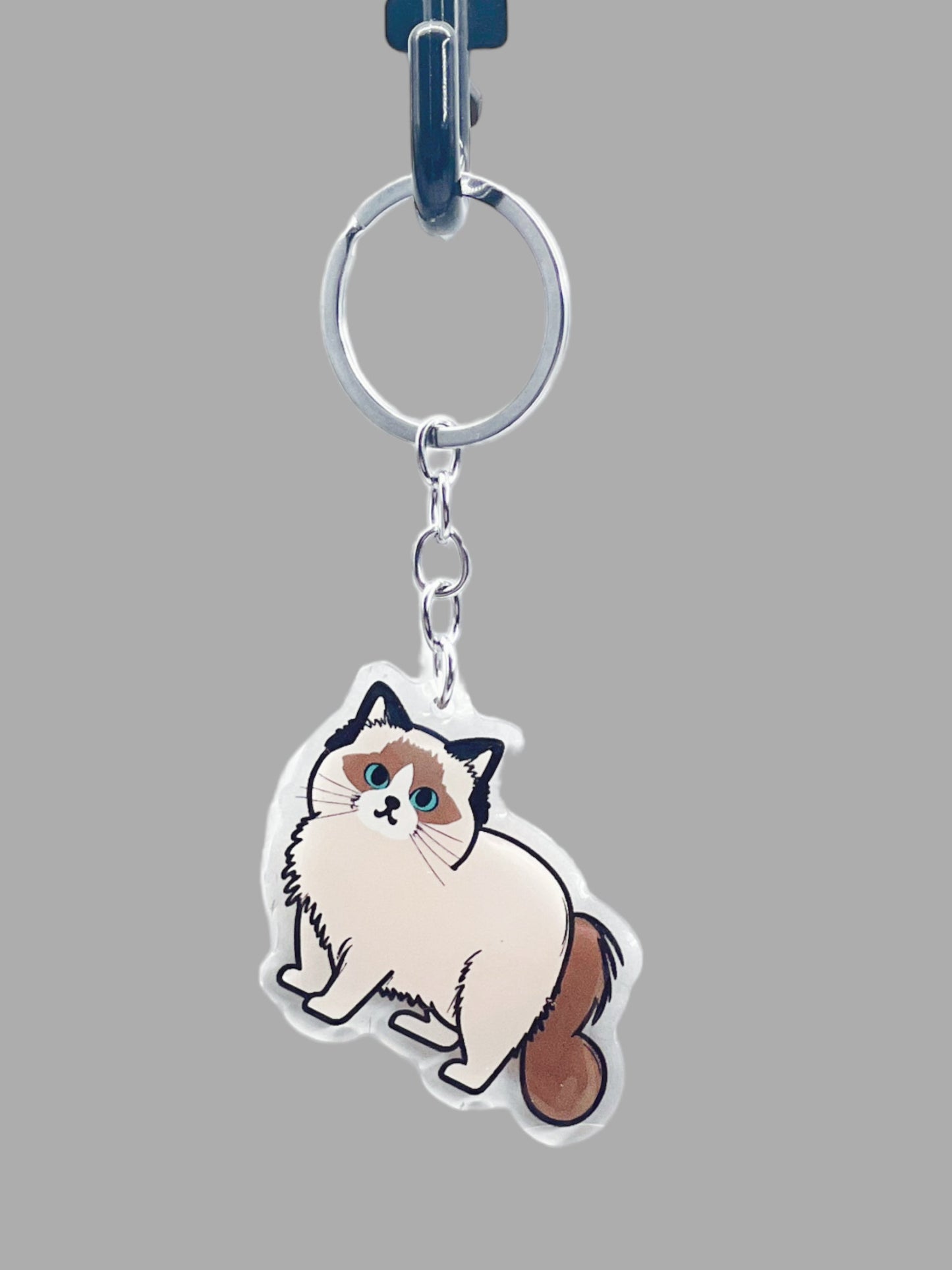 Siamese Cat Acrylic Keychain, Cute kawaii memorial ornament, pet portrait charm, backpack fob, dad car décor, stocking stuffer, birthday gift